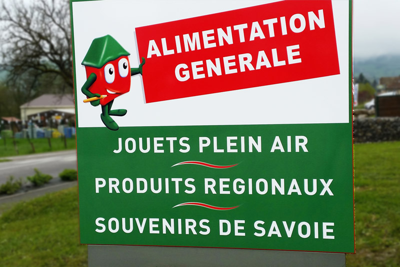 Impression numérique avec film anti UV sur totem